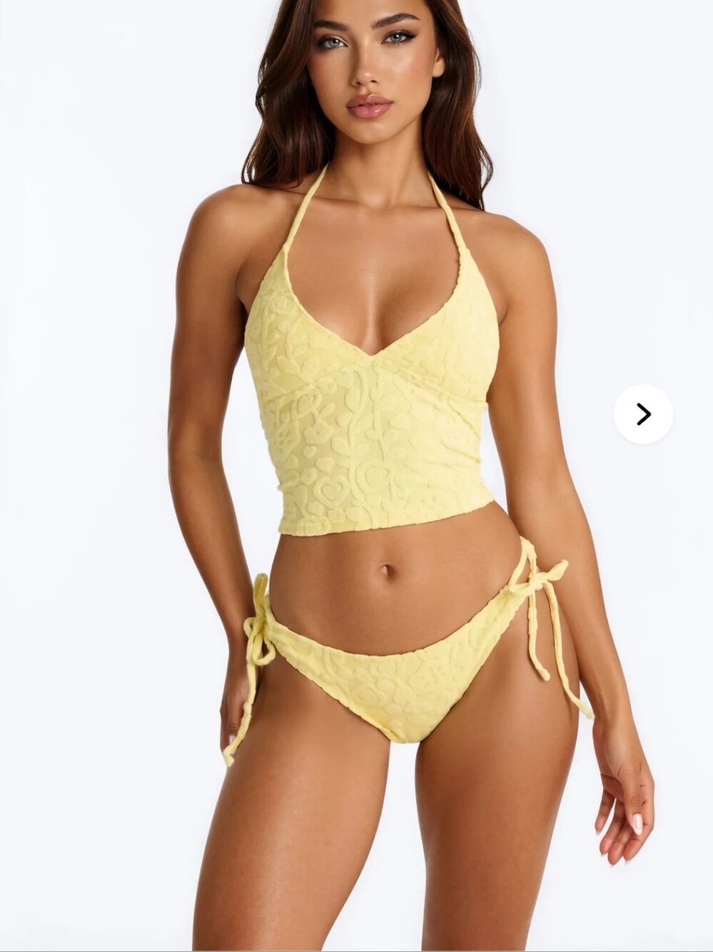 Dana 2 Piece Terry Cloth Triangle Tankini Bikini Set - Yellow